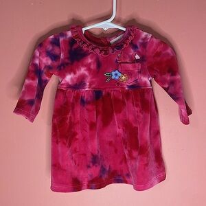 🪩Flapdoodles Pink Tie-Dye Velour Dress